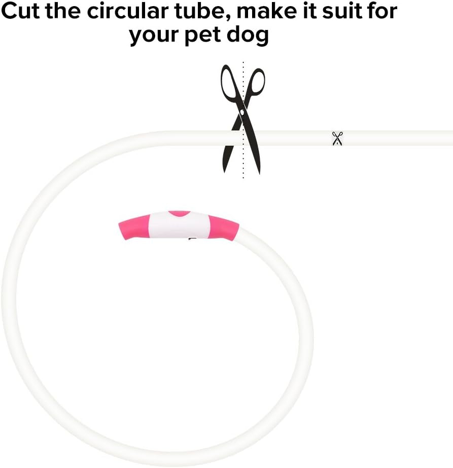 LED Dog Collar USB Rechargeable Light up Dog Collar Adjustable TPU Pet Collars for Large Medium and Small Dogs (Pink)