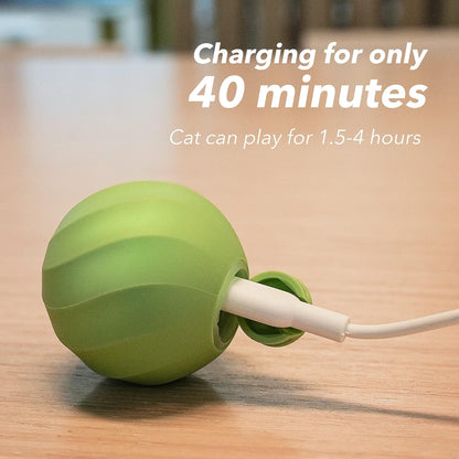 Interactive Cat Ball Toy, Automatic Moving Ball Puzzle Toy for Indoor Cat Kitten, Smart Anti-Depression Pet Toy Fun Gift with Light, Green