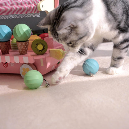Interactive Cat Ball Toy, Automatic Moving Ball Puzzle Toy for Indoor Cat Kitten, Smart Anti-Depression Pet Toy Fun Gift with Light, Green