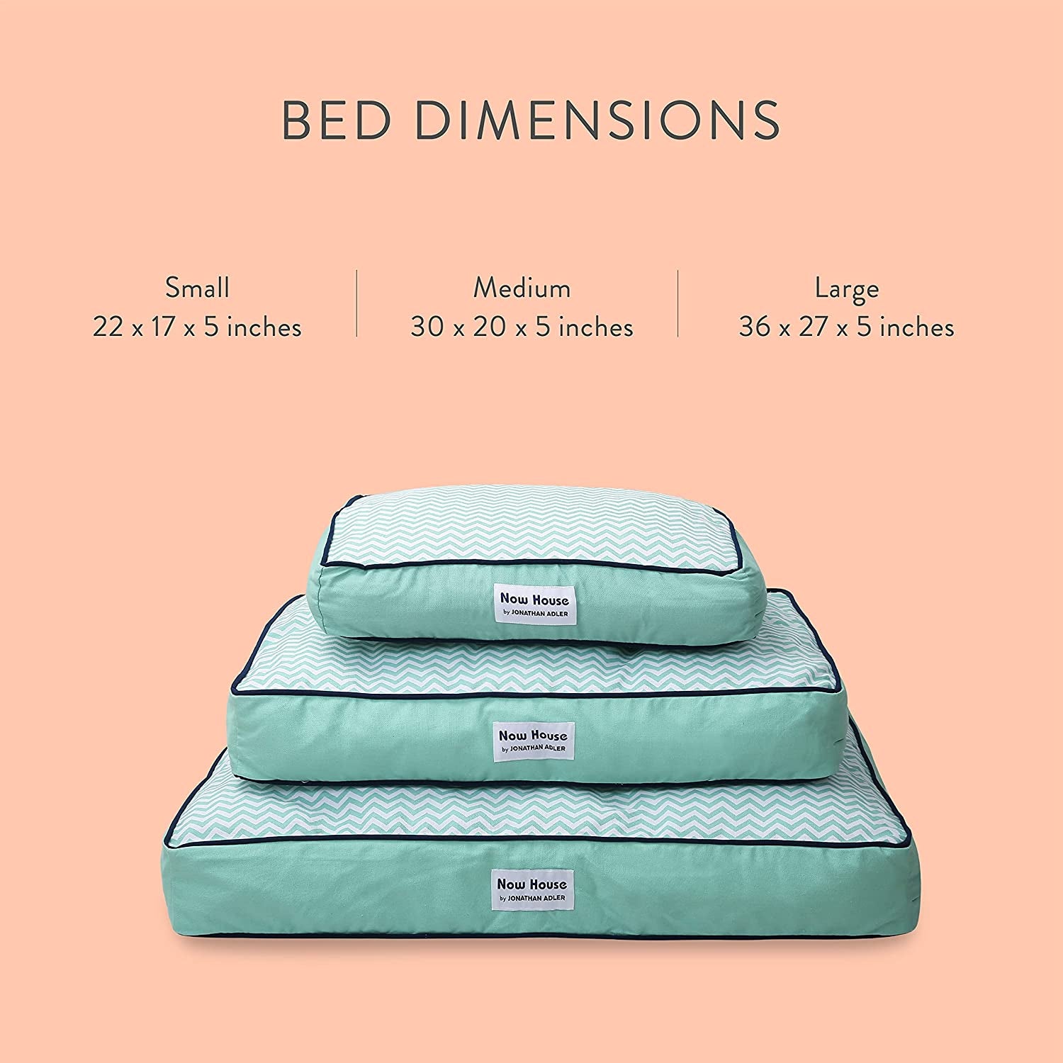 Now House for Pets Teal Chevron Cushion Dog Bed, Large: Machine Washable Dog Bed for Large Dogs by