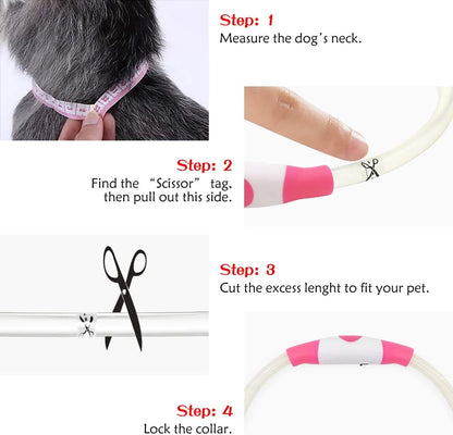 LED Dog Collar USB Rechargeable Light up Dog Collar Adjustable TPU Pet Collars for Large Medium and Small Dogs (Pink)