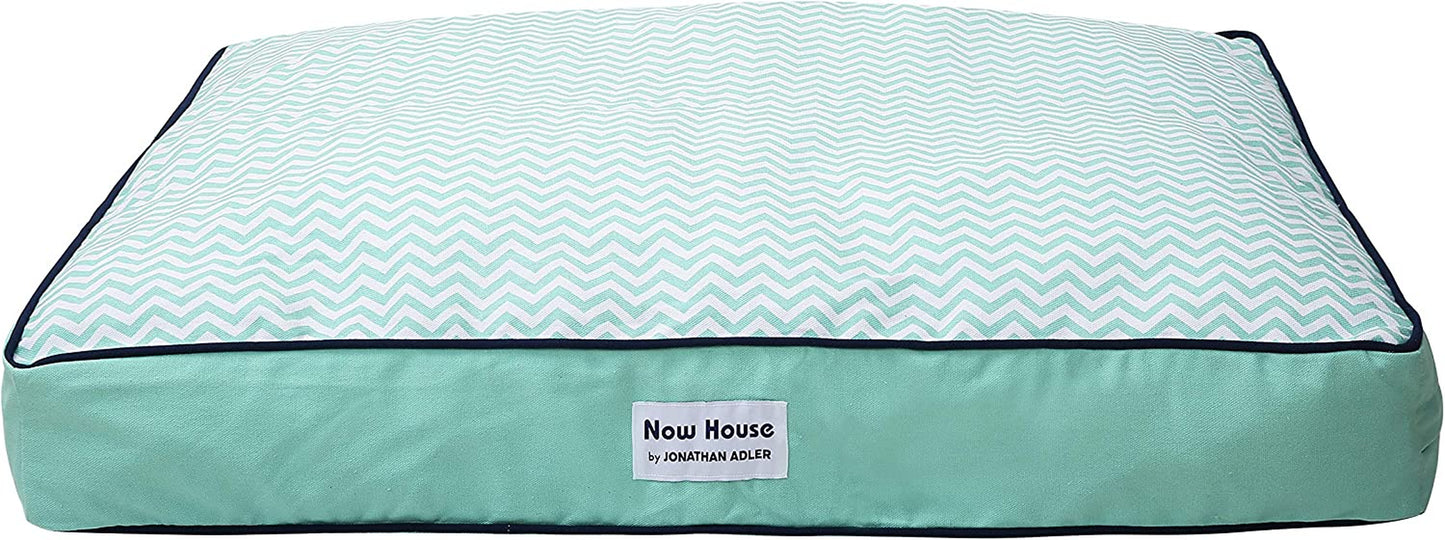 Now House for Pets Teal Chevron Cushion Dog Bed, Large: Machine Washable Dog Bed for Large Dogs by