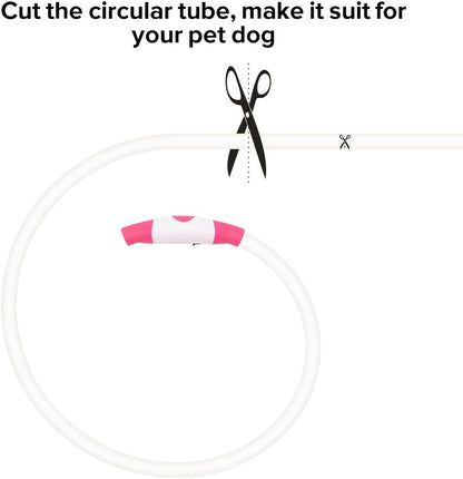 LED Dog Collar USB Rechargeable Light up Dog Collar Adjustable TPU Pet Collars for Large Medium and Small Dogs (Pink)